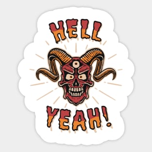 scary three eyed devil skull Sticker